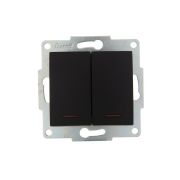 Выключатель 2-кл. 1п СП Karina 10А IP20 с подсветкой механизм черн. бархат LEZARD 707-4288-112