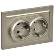 Розетка 2-м СП BRITE РС12-3-БрШ 16А в сборе с заземл. без защ. шторок шампань IEK BR-R21-16-K37-F