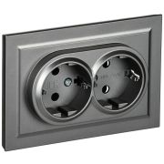 Розетка 2-м СП BRITE РСш12-3-БрС 16А в сборе с заземл. защ. шторки сталь IEK BR-R24-16-K46-F