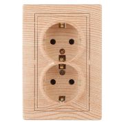 Розетка 2-м СП Plano 1-205-11 16А IP20 250В 2P+E Schuko сосна Intro Б0053922