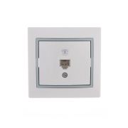 Розетка телефонная 1-м СП Mira RJ11 бел./сер. LEZARD 701-0215-137