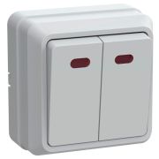 Выключатель 2-кл. ОП Октава 10А IP20 ВС20-2-1-ОБ с индикацией бел. GENERICA EVO21-K01-10-DC
